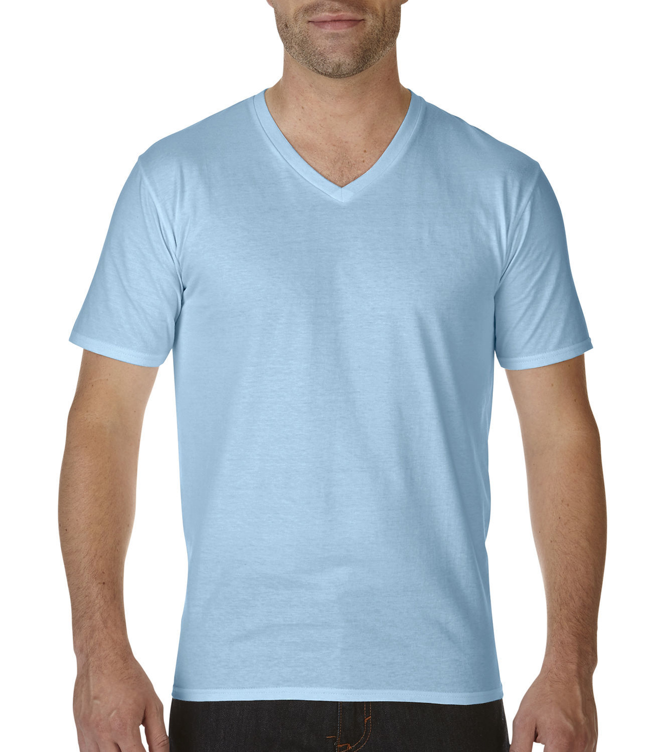 Tee-shirt homme Bleu Blanc à Col ouvert à boutons fantaisie. Conçu